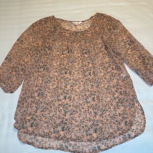 3 for $15 LC Lauren Conrad Mini Roses Sheer 3/4 Sleeve  Blouse,  Size Medium‎